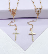 Load image into Gallery viewer, 18k Gold Filled Rosary: Tri-Colored Beaded Guadalupe or Divine Child Center
