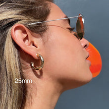 Load image into Gallery viewer, Thick 18k Gold Filled Plain 6mm Open Hoop Earrings

