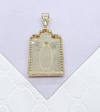 Load image into Gallery viewer, 18k Gold Filled Guadalupe Medallion Charm with CZ Stones
