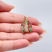 Load image into Gallery viewer, 18k Gold Filled Saint Jude Charm Colorful Baguette and Round CZ Charm
