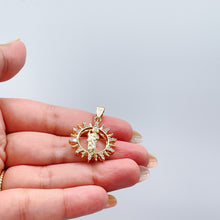 Load image into Gallery viewer, 18k Colorful St Jude Pendant Crowned with Multi-Color and White CZ Stones
