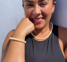 Load image into Gallery viewer, 18k Gold Filled 8mm Beaded Cream Colored Pearl Set
