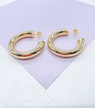 Load image into Gallery viewer, Thick 18k Gold Filled 7.5mm Smooth Open Hoops, Available in 2 Sizes
