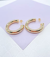 Load image into Gallery viewer, Thick 18k Gold Filled 7.5mm Smooth Open Hoops, Available in 2 Sizes
