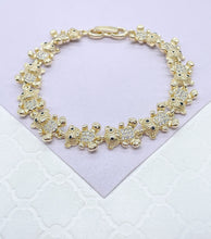 Load image into Gallery viewer, 18k Gold Filled Womens Zirconia Bear Charm Bracelet
