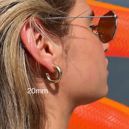 Thick 18k Gold Filled Plain 6mm Open Hoop Earrings