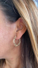 Load image into Gallery viewer, 18k Gold Filled Rough Textured Paper Clip Open Hoop Earring

