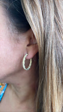 Load image into Gallery viewer, 18k Gold Filled Dual Rowed Textured/Beaded Open Hoops
