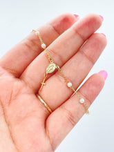Load image into Gallery viewer, 18k Gold Filled Pearl Rosary Bracelet: Virgin Mary Crucifix Charm

