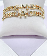 Load image into Gallery viewer, 18k Gold Filled Miami Cuban Link Initial A &amp; M Anklet
