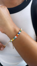 Load image into Gallery viewer, 18k Gold Filled Colorful Bead And Pearl Bracelet, Stackable Color Bracelet,
