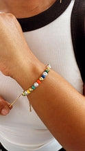 Load image into Gallery viewer, 18k Gold Filled Colorful Bead And Pearl Bracelet, Stackable Color Bracelet,
