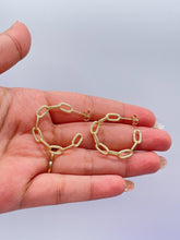 Load image into Gallery viewer, 18k Gold Filled Rough Textured Paper Clip Open Hoop Earring
