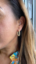 Load image into Gallery viewer, 18k Gold Filled Dual Rowed Textured/Beaded Open Hoops
