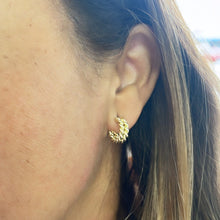 Load image into Gallery viewer, 18k Gold Filled Double Dainty Row Twisted Pushback Open Hoop Earring C-Hoop
