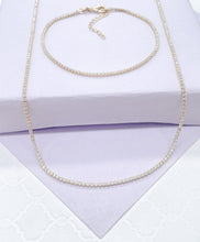 Load image into Gallery viewer, 18k Gold Filled Dainty Ultra-Thin Layering Tennis Chain Bracelet &amp; Choker Set
