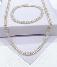 Load image into Gallery viewer, 18k Gold Filled Cubic Zirconia Tennis Choker Bracelet Set
