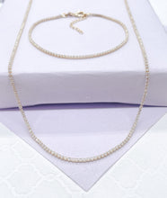 Load image into Gallery viewer, 18k Gold Filled Dainty Ultra-Thin Layering Tennis Chain Bracelet &amp; Choker Set
