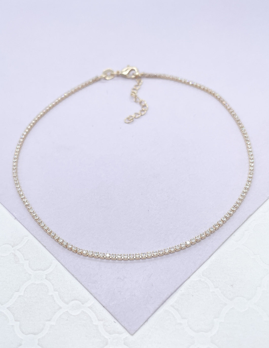 18k Gold Filled Dainty Ultra-Thin Tennis Chain Anklet, Summer Jewelry, Body Jewelry