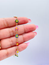 Load image into Gallery viewer, 18k Gold Filled Enamel Flower Bracelet: Colorful Summer Jewelry
