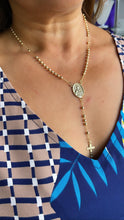 Load image into Gallery viewer, 18k Gold Filled Beaded Rosary Chain With Rosary with St Jude Medallion Charm and Crucifix
