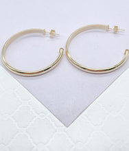 Load image into Gallery viewer, 18k Gold Filled Plain Flat Thin Dainty Hoop
