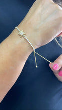 Load image into Gallery viewer, 18k Gold Filled Adjustable Cubic Zirconia Turtle Bracelet Connected in a Slide Clasp Bracelet
