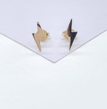 Load image into Gallery viewer, 18k Gold Filled Plain Cresent Moon and Lightning Bolt Stud Earrings
