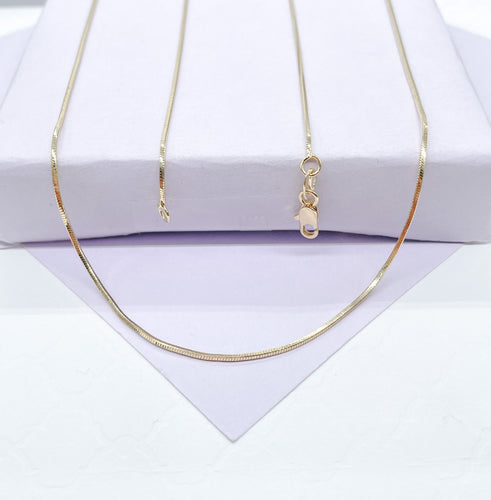 18k Gold Filled Smooth 1mm Herringbone Box Chain Fusion Necklace, Minimalist Jewlery, Dainty Chain, Statement Jewlery, Gift Idea