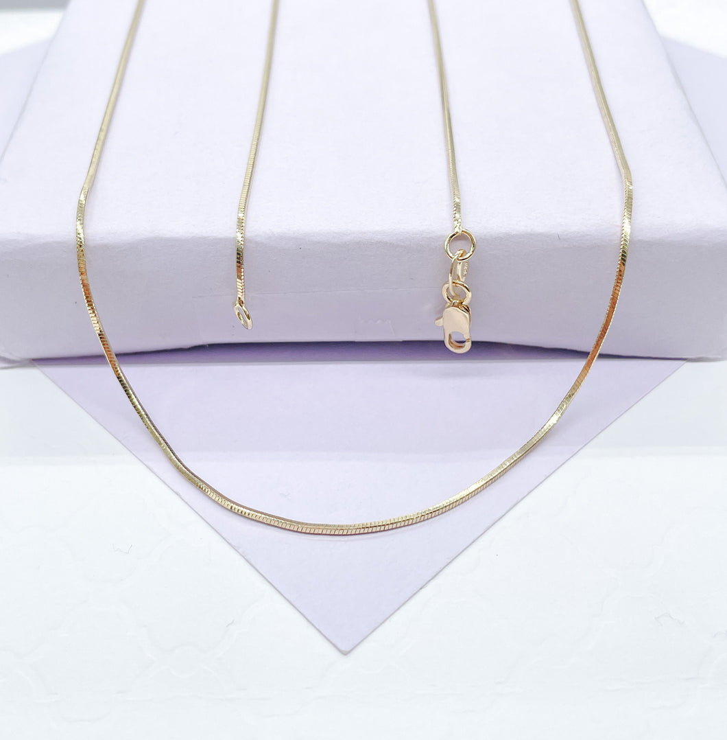18k Gold Filled Herringbone Chain Necklace: Minimalist Dainty Jewelry