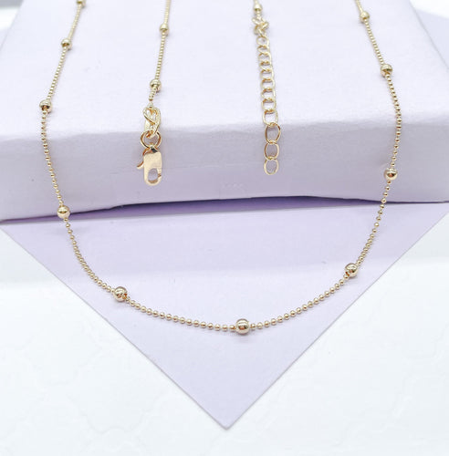 18k Gold Filled Thin 1mm Mini Beaded Satellite Chain, Statment Piece, Gift Ideas, Dainty Jewlery,