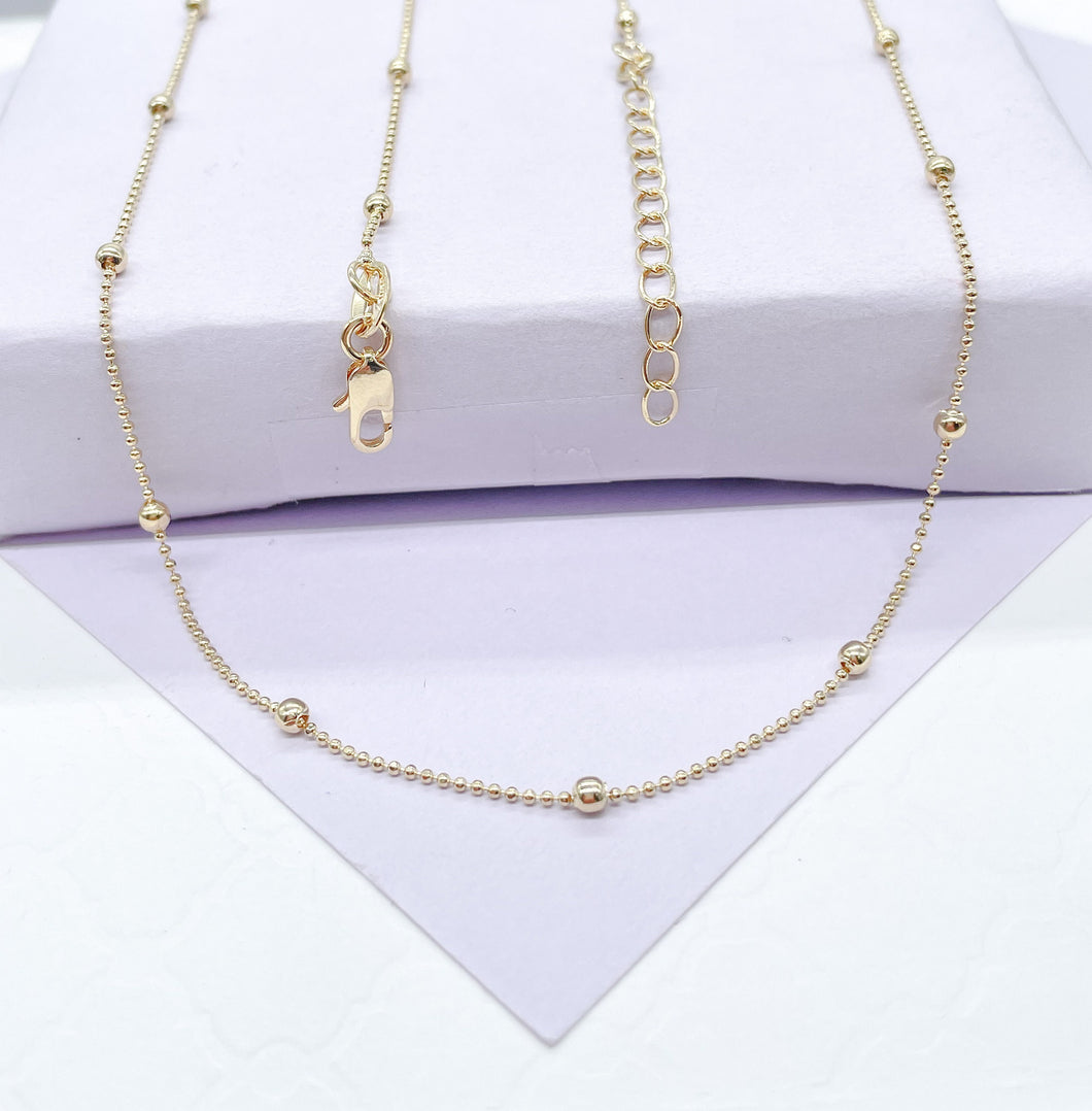18k Gold Filled Thin 1mm Mini Beaded Satellite Chain, Statment Piece, Gift Ideas, Dainty Jewlery,