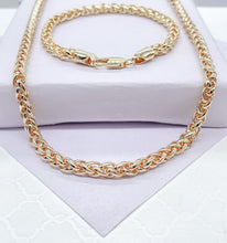 Load image into Gallery viewer, 18K Gold Filled Unique Link 5mm Thick Braided Wheat Link Set, Statement Piece, Simple Jewlery, Sold Separate Or Together
