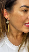 Load image into Gallery viewer, 18k Gold Filled Flower Medallion Earring With Singapore Chain Tassles

