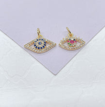 Load image into Gallery viewer, 18k Gold Filled Dainty Mini CZ Evil Eye Charm, Available in 2 Styles
