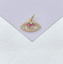 Load image into Gallery viewer, 18k Gold Filled Dainty Mini CZ Evil Eye Charm, Available in 2 Styles
