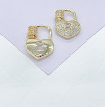 Load image into Gallery viewer, Unique 18k Gold Filled Heart Shape Carabiner Lock Clasp Featuring Plain and Pave Zirconia Style
