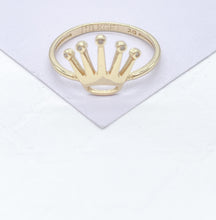 Load image into Gallery viewer, 18k Gold Filled Plain Coronet Ring with Bevled Round CZ Stones
