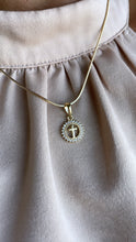 Load image into Gallery viewer, 18k Gold Filled CZ Pendant: Dainty Cross or Heart
