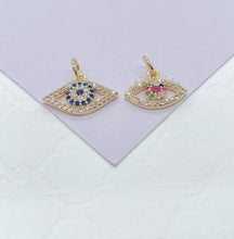 Load image into Gallery viewer, 18k Gold Filled Dainty Mini CZ Evil Eye Charm, Available in 2 Styles
