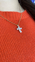Load image into Gallery viewer, 18k Gold Filled Beaded Faux Pearl Cross, Available In 2 Sizes
