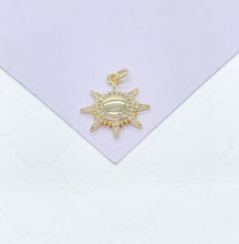 Load image into Gallery viewer, 18k Gold Filled Sun Pendant with White Pave Rays
