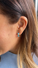 Load image into Gallery viewer, 18k Gold Filled Blue Evil Eye Hoop Earrings With Small CZ Stone
