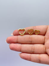 Load image into Gallery viewer, 18k Gold Filled Set of 3 Simple Heart Shaped CZ stone Huggie Earrings
