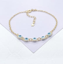 Load image into Gallery viewer, 18k Gold Filled Simple Dainty Curb Link Evil Eye Bracelet
