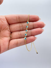 Load image into Gallery viewer, 18k Gold Filled Simple Dainty Curb Link Evil Eye Bracelet
