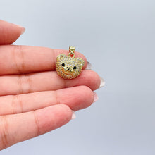 Load image into Gallery viewer, 18k Gold Filled Chunky Bear Head Charm, Available in 4 Different Colors, Animal Charm, Waterproof Jewlery, Hypoallergenic Jewlery
