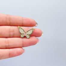 Load image into Gallery viewer, 18k Gold Filled Baby Pink Butterfly Pendant With Black Pave Outline With Marquise Cut Center, For Jewlery Making, Dainty Butterfly
