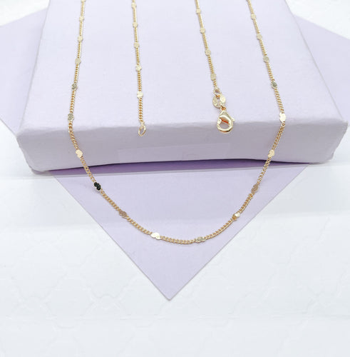 18k Gold Filled Flat Fancy Heart Sequin Curb Link Chain
