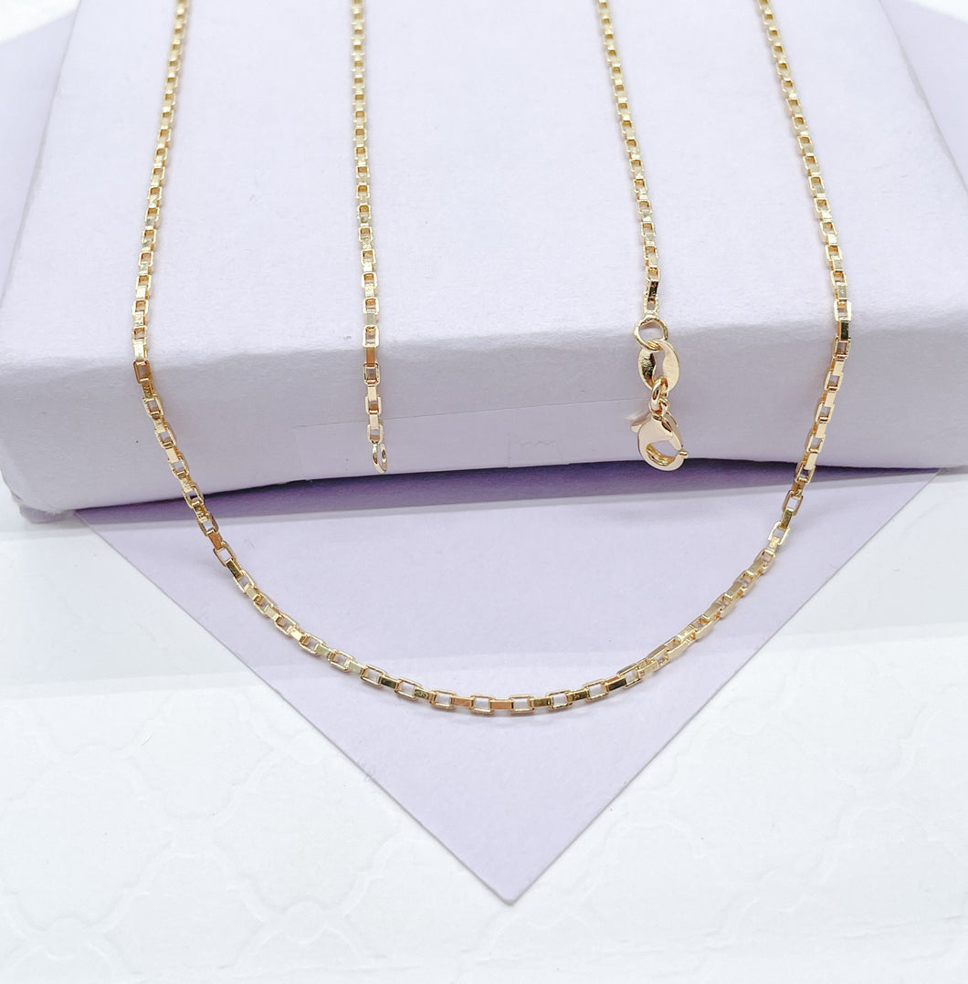 18k Gold Filled 16 inch 1mm Dainty Open Square Link Box Chain